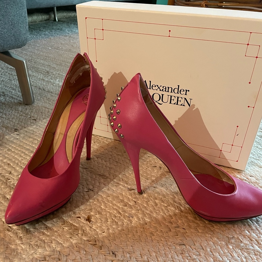 Alexander McQueen studded leather pink stilettos